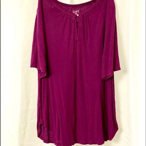 LOFT 3/4 LENGTH SLEEVE MAUVE SOFT STRETCHY COTTON.